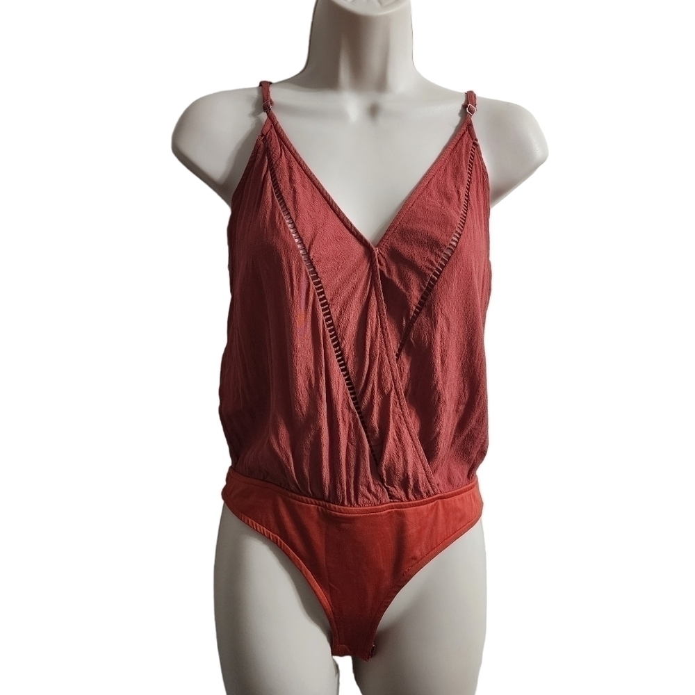 LOVERS + FRIENDS Vision Boho V-Neck Bodysuit in Rust Orange Size XS